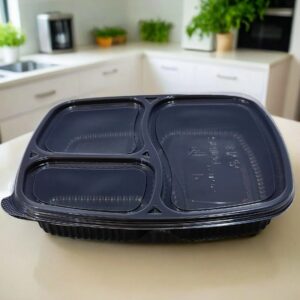 3 Compartment Meal Tray with Transparent Lid