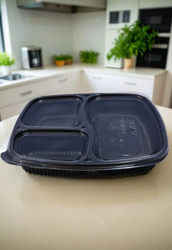 3 Compartment Meal Tray with Transparent Lid